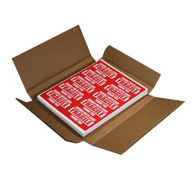 8.5 x 5.5 half-sheet shipping labels with fragile stickers