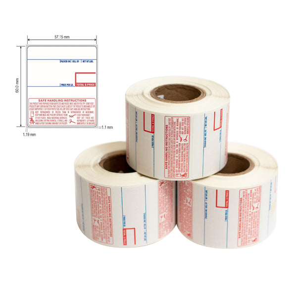 CAS LST-8040 58mm x 60mm - UPC/Safe Handling (50 cases/pallet, 12 rolls per case, 500 labels per roll)