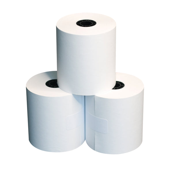 3 x 150' White 1-Ply Bond Receipt Paper Rolls